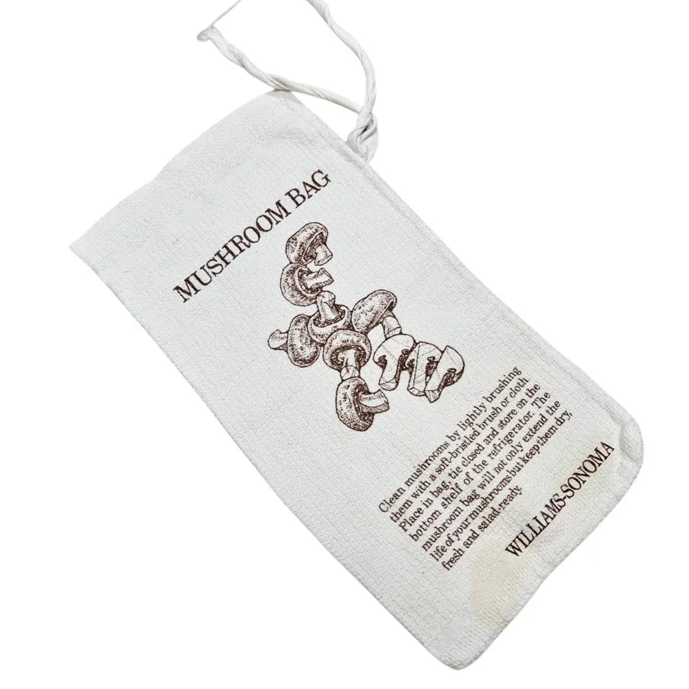 Williams Sonoma Mushroom Bag Linen Drawstring Storage For Fresh‎ Produce
